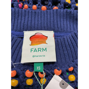 Anthropologie 'Farm Rio Topanga' Beaded Blue  Sweater Size XS