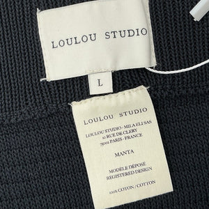 Loulou Studio Textured Black Manta Midi Skirt Size L