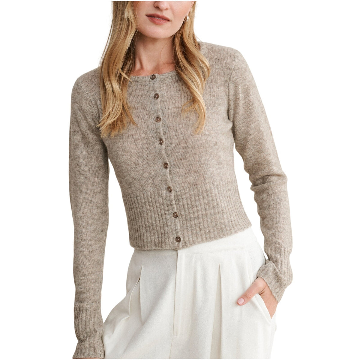 Jenni Kayne Merino Beige Finley Cardigan Size XL