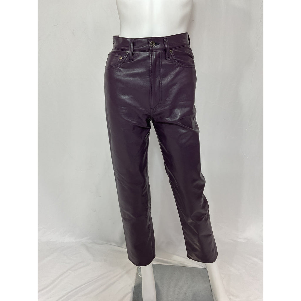 Agolde Recycled Black Leather 90's Pinch Waist Pants Size 24