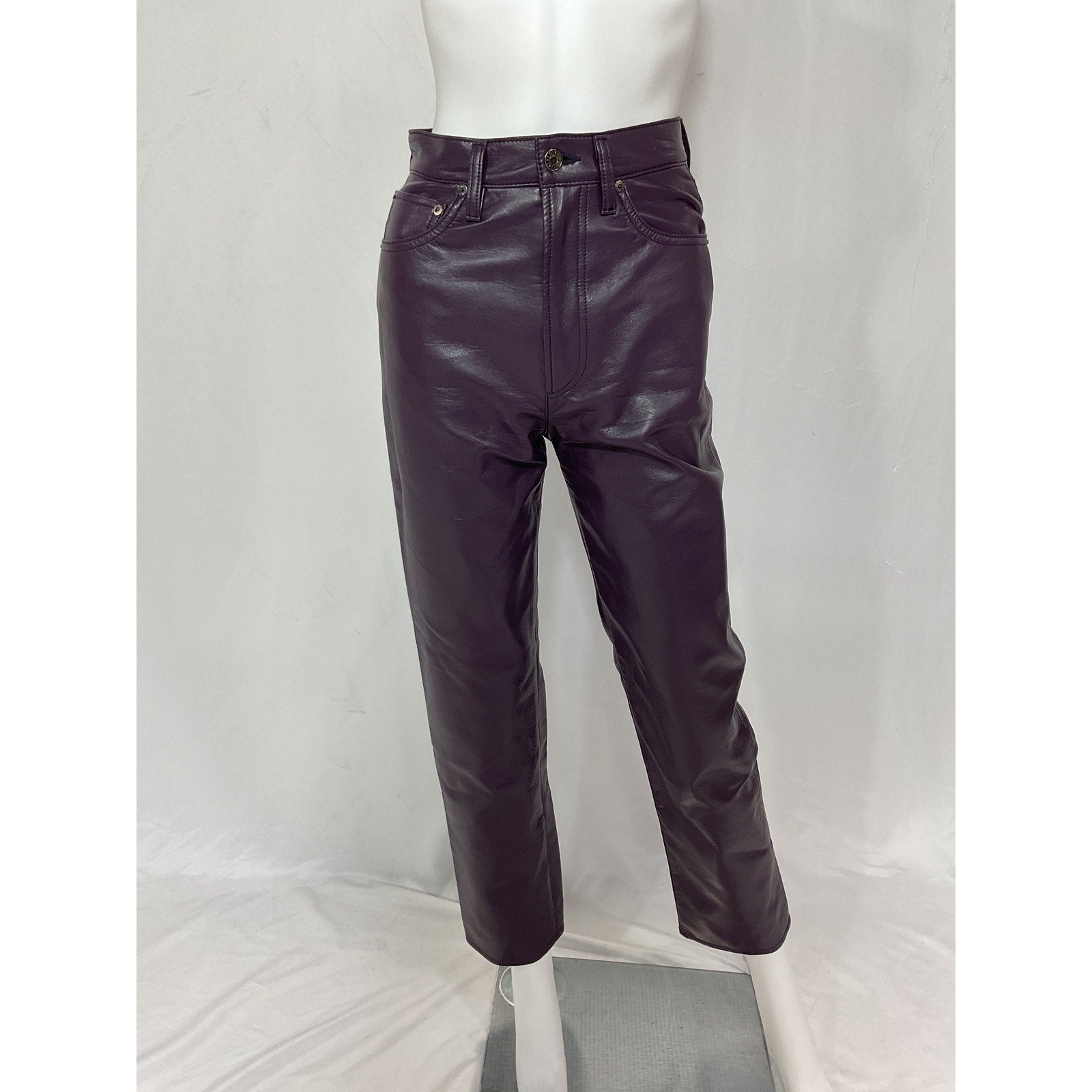 Agolde Recycled Black Leather 90's Pinch Waist Pants Size 24