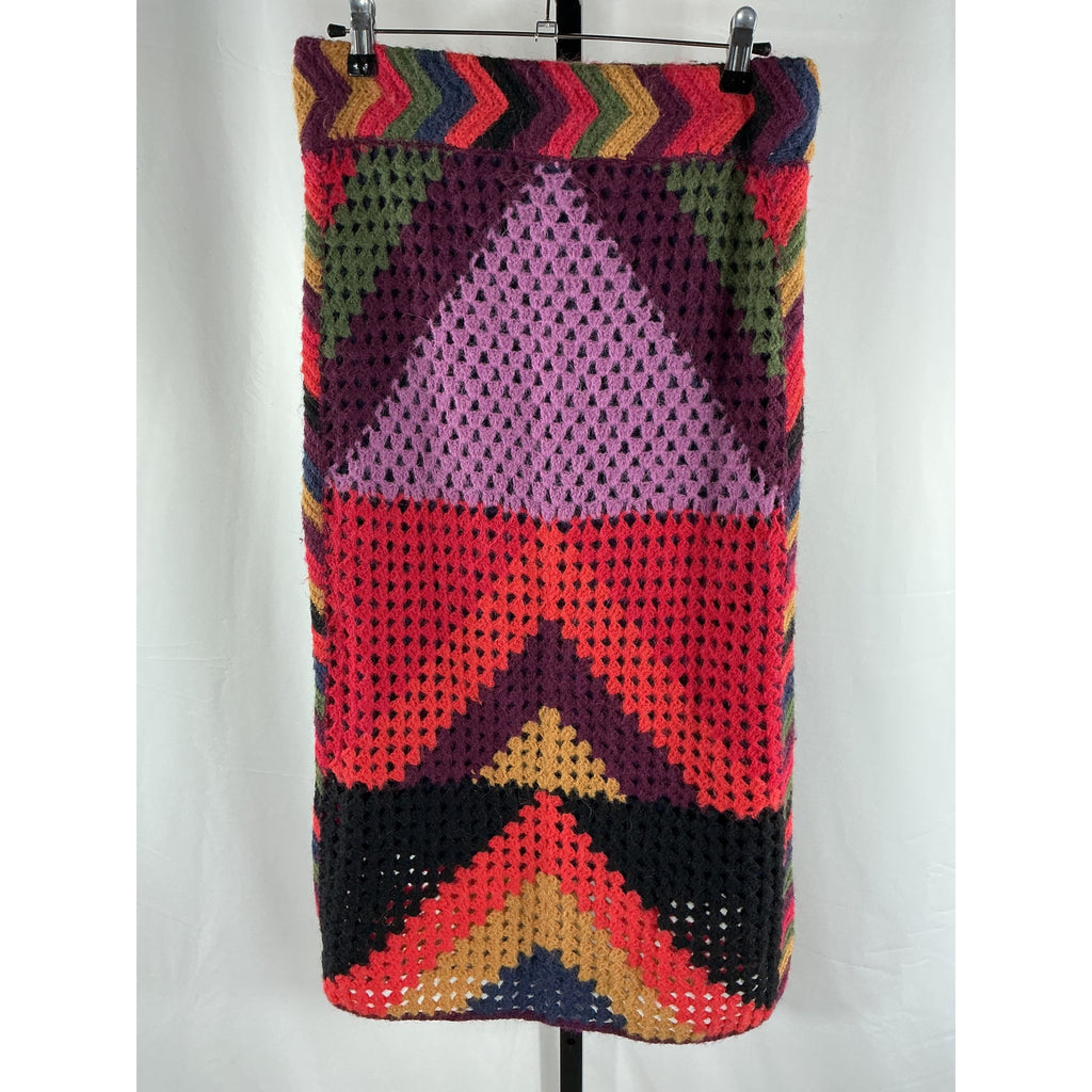 Farm Rio 'Juliana' Red Acrylic Stripes Knit Skirt Size M