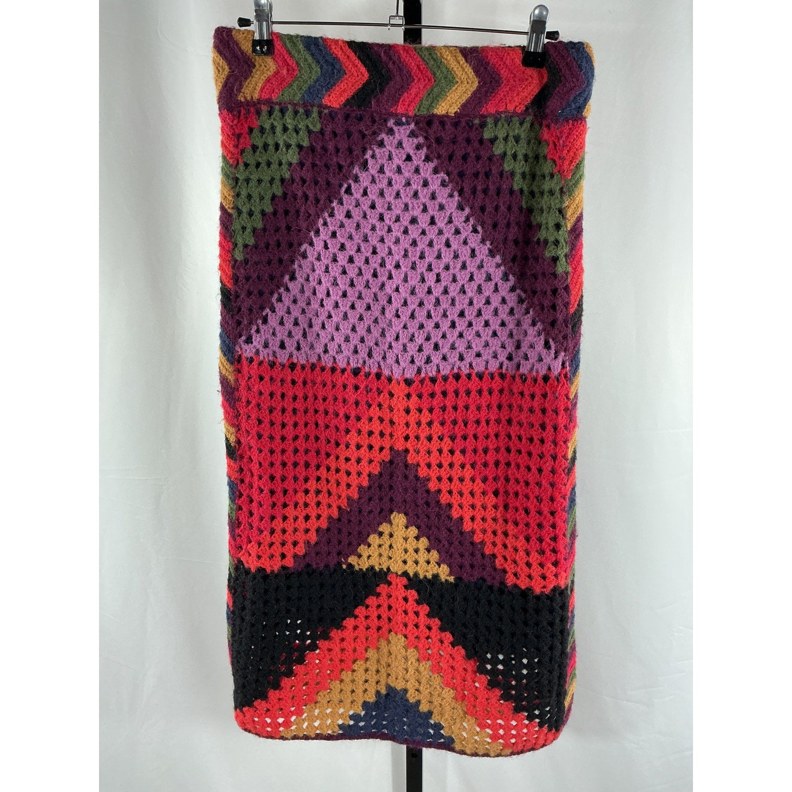 Farm Rio 'Juliana' Red Acrylic Stripes Knit Skirt Size M