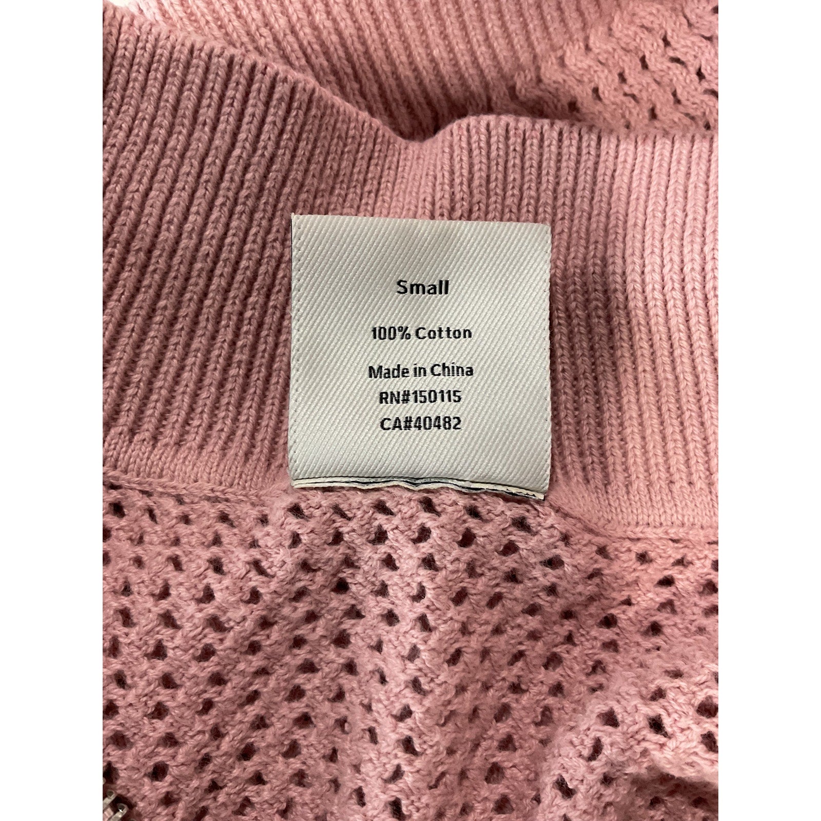 Varley 'Calva' Pink Cotton Knit Half Zip Sweater Size S