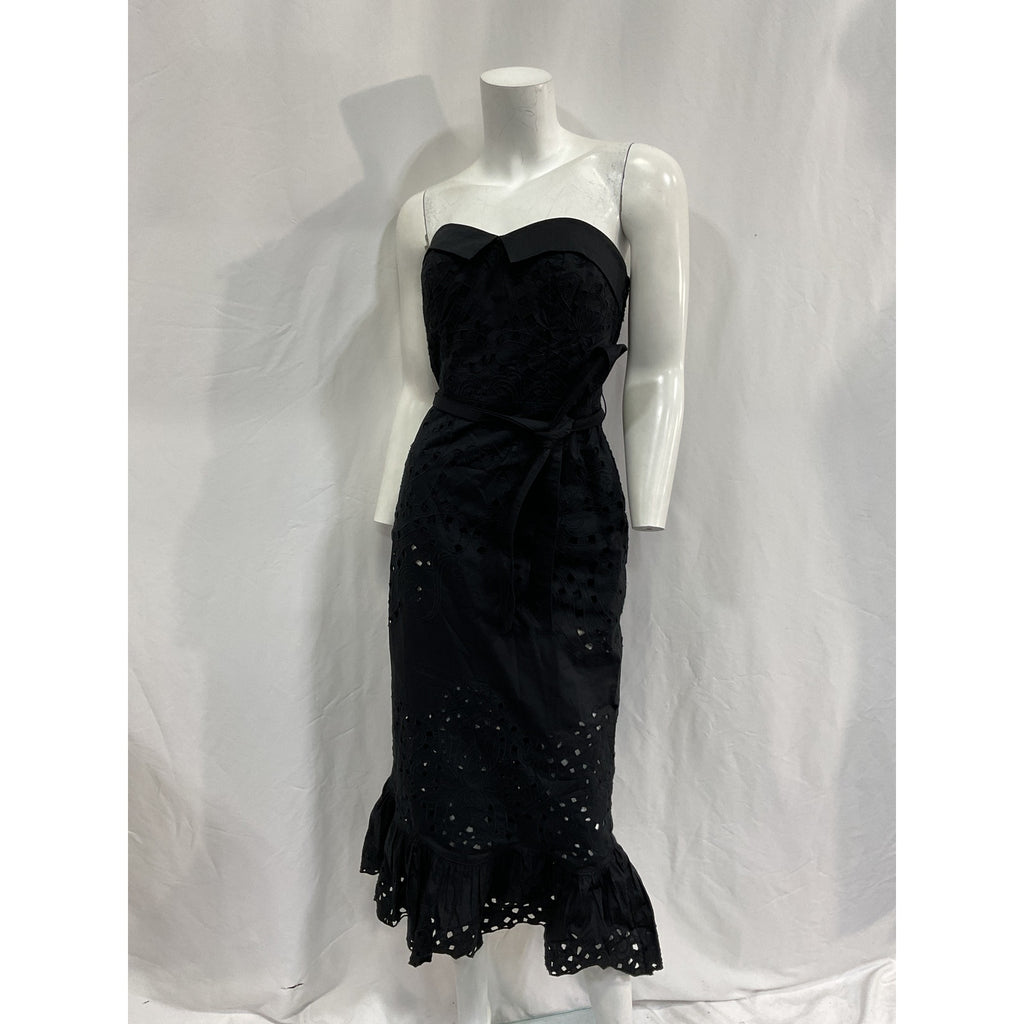 Hemant And Nandita 'Mohi' Black Cotton Midi Dress Size S - NWT