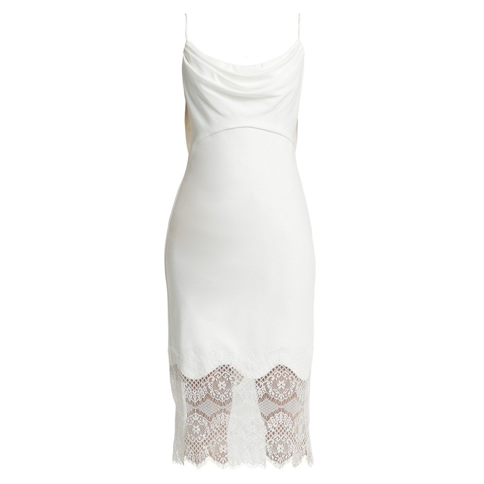 Tadashi Shoji 'Draped' White Sleeveless Lace-Trimmed Midi-Dress Size S