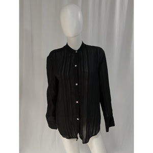 Vince 'Drapey' Black Stripe Band Collar Button-Up Shirt Size S
