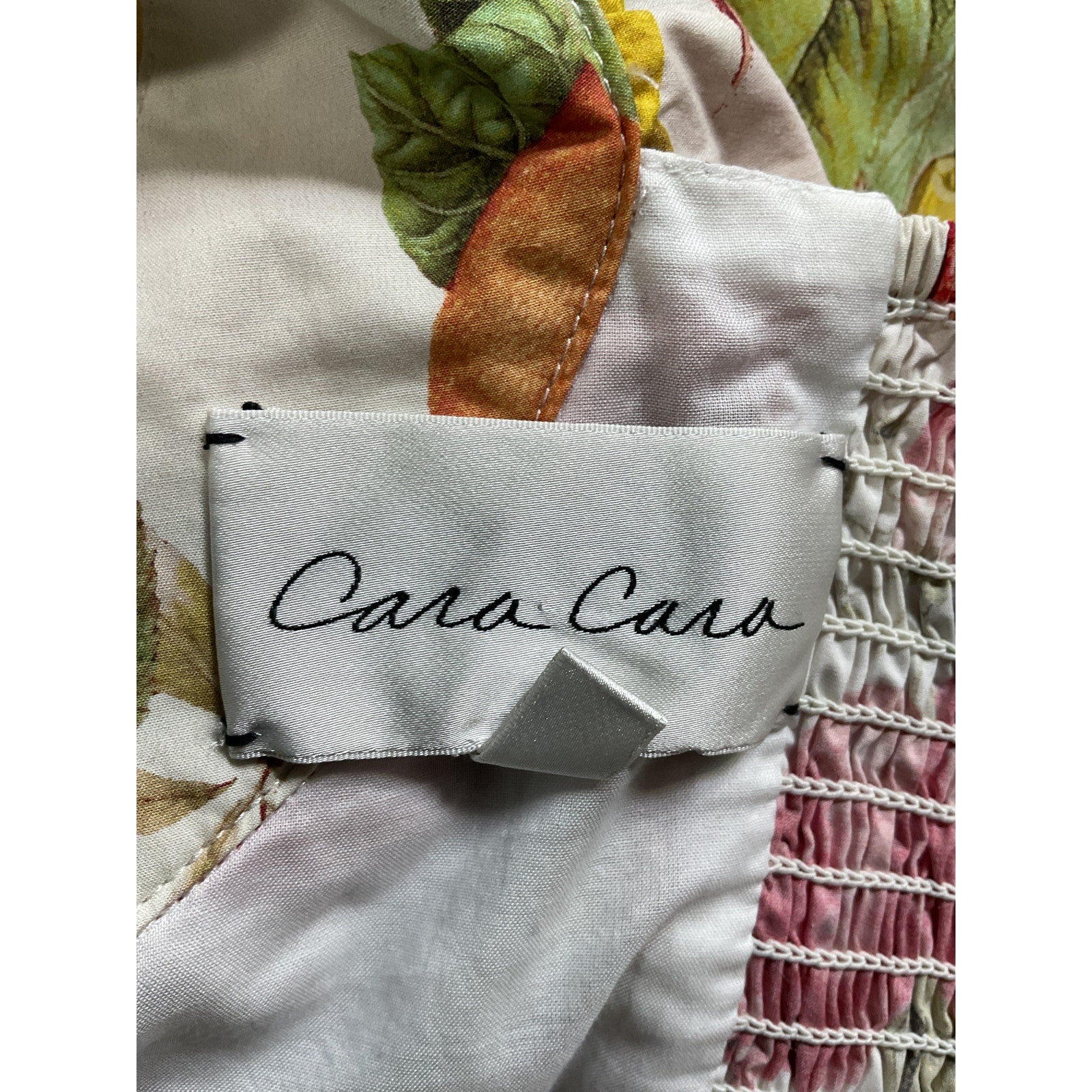 Cara Cara 'Lexa' Green Floral Cotton Poplin Puff Sleeve Mini Dress Size M