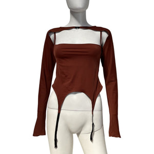 Miaou Sleek Brown Phoenix Top Size M