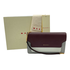 Marni Sleek Dark Port Dolphin Natural White Tricolor Chain Wallet