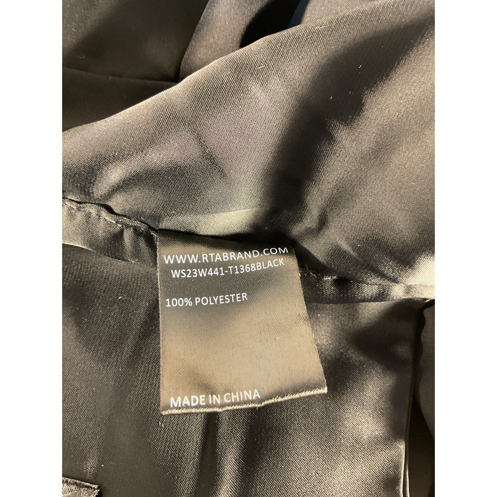 Rta 'Tiago' Black Satin Wrap Keyhole Top Size M