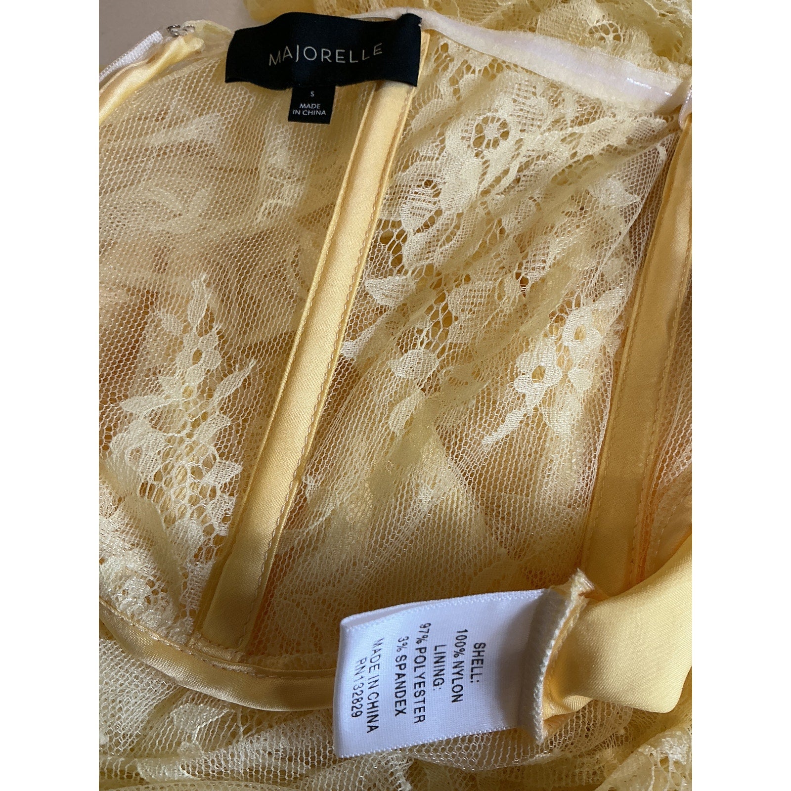 Majorelle 'Maddalena' Yellow Nylon Gown Size S