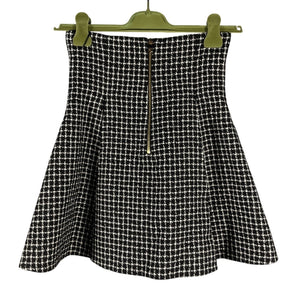 Balmain Button-Embellished Black Vichy Mini Skirt Size 36 FR / US 4